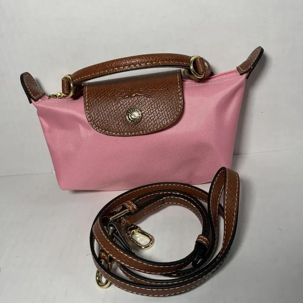 Longchamp Le Pliage XS Pink Crossbody Top Handle Nylon Mini Bag